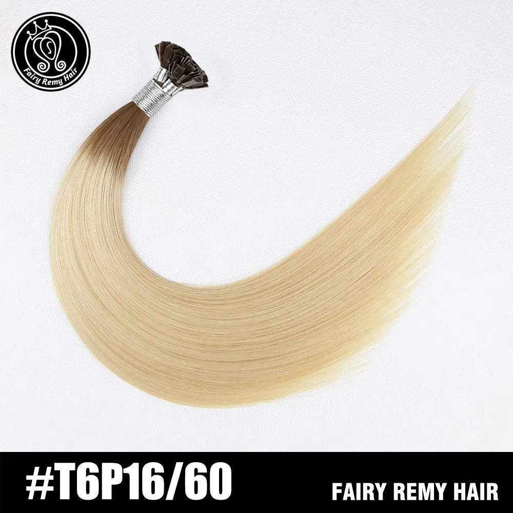 Fairy Remy Hair 20-22" Remy Keratin Flat Tip Human Hair Extensions Straight Capsules Natural Pre Bonded Hair 0.8g/Strand