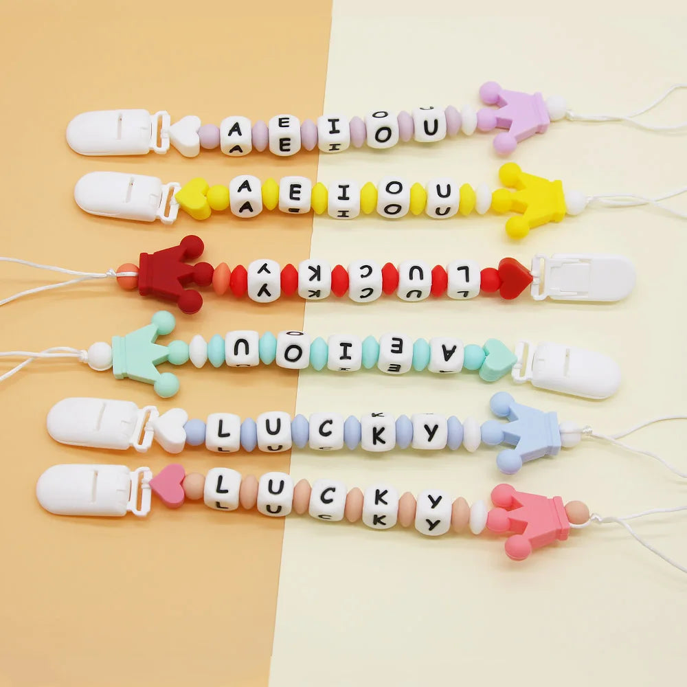 Cute-idea 10pc mini Crown BPA Free Silicone Beads Baby Teether Chew sensory Craft Chain For Pendant Food Grade Baby Teething Toy