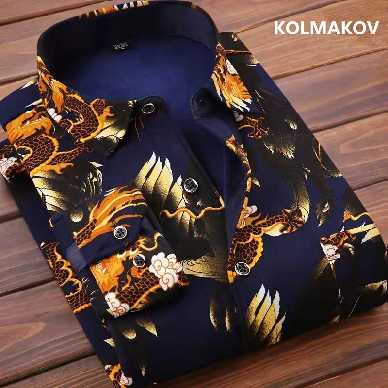 2026 winter Men's fashion smart casual striped long Sleeve Shirts,autumn men thicken Shirt Slim Fit Shirt Male full size M-4XL