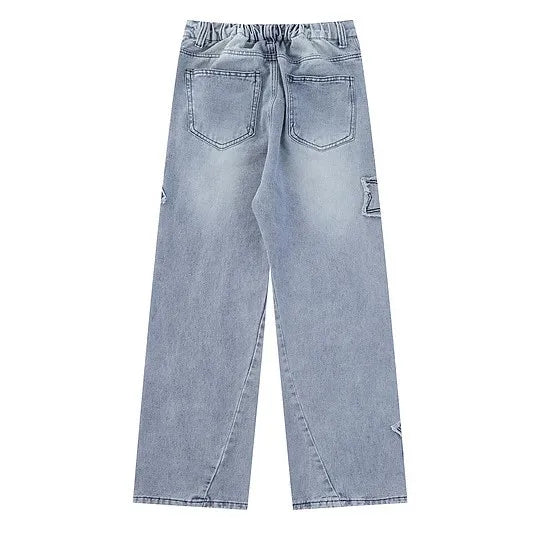 Latest Design Custom Distressed Star Patch Baggy Fashion Designer Quality Jeans