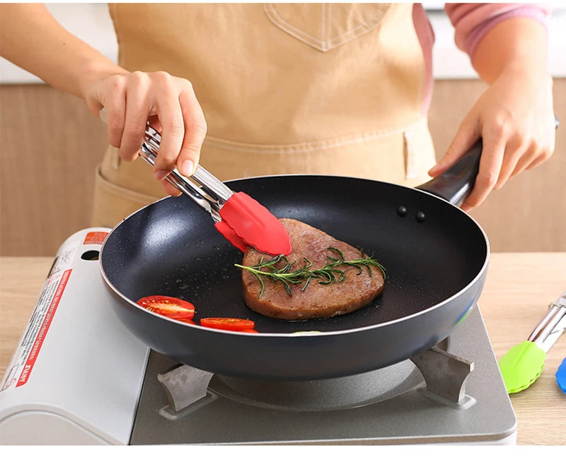 Stainless Steel Silicone Food Tong  Kitchen Tongs Silicone Non-slip Cooking Clip Clamp BBQ Salad Tools Grill Kitchen Accessories