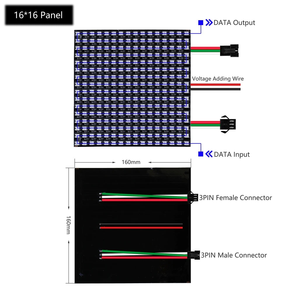 WS2812B LED Digital Flexible Individually Addressable Panel Light WS2812 8*8 16*16 8*32 Pxiels Module Matrix Screen DC5V