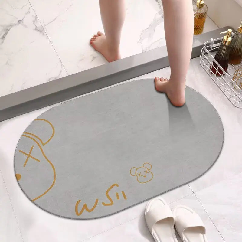 Modern Custom Printed Foot Shower Diatom Bathroom Rugs Mats Water Absorbent Sustainable Floor Non-Slip Diatomite Bath Mats