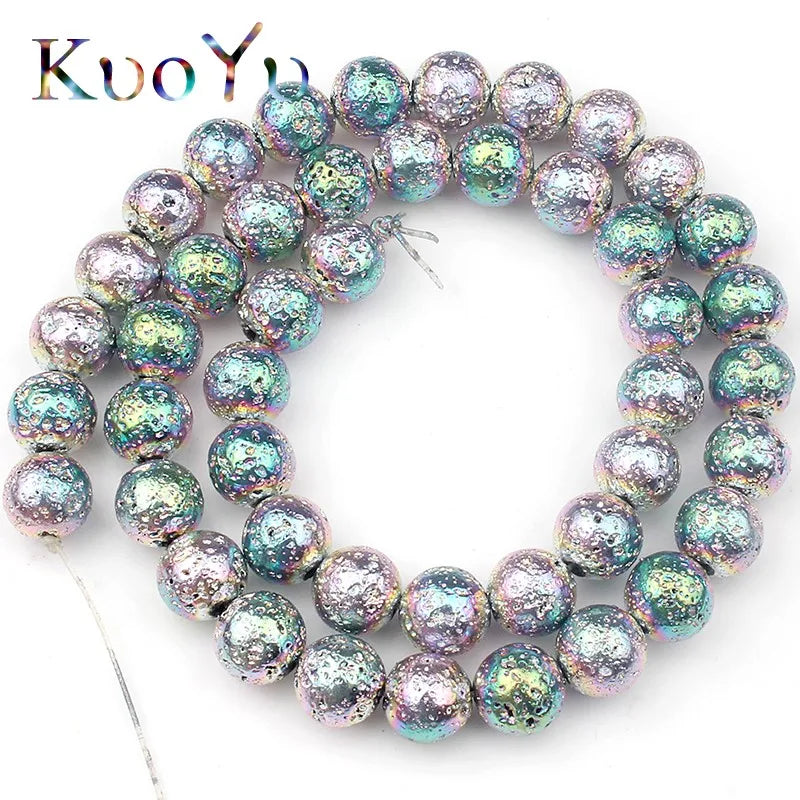 Multicolor Volcanic Rock Lava Stone Round Loose Spacer Bead For Jewelry Making Natural Stone Beads Diy Men Charm Bracelet 4-12mm
