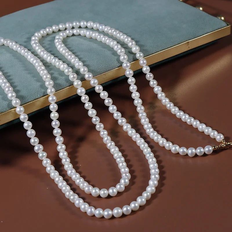 Wholesale Classic Jewelry Design 120cm Natural Freshwater Pearl Sweater Chain Long Wear 6mm Round Pearls