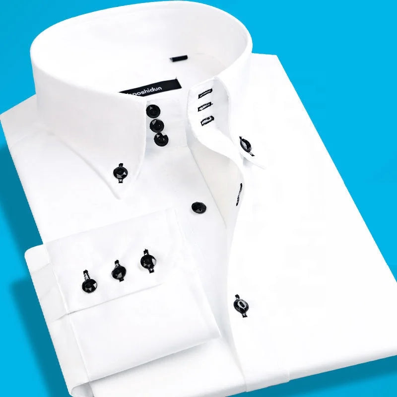 Men's Casual Shirt Long Sleeve Korean Trends Fashion Button-down Collared Blouse Business Dress Shirts Slim Fit Designer Shirts
