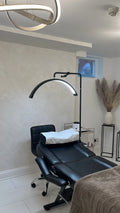 FOSOTO Golden Half Moon Eyelash Extension Light Floor Lamps for Lash Bed Ring Light With Stand Magnifying Lamp for Beauty