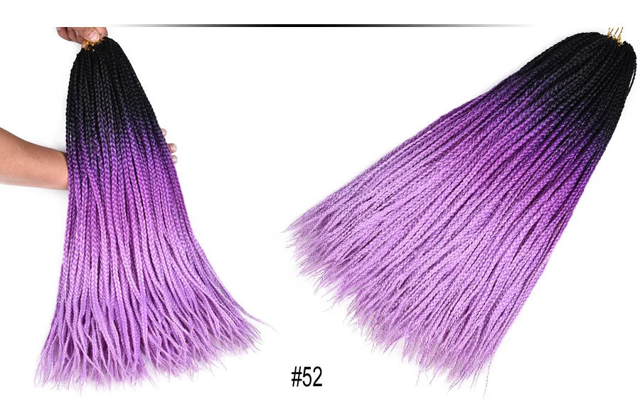 TOMO Synthetic Crochet Hair Box Braids 22Roots Colored Braiding Hair Extensions 24Inch Rainbow Ombre Crochet Braids Pink Red