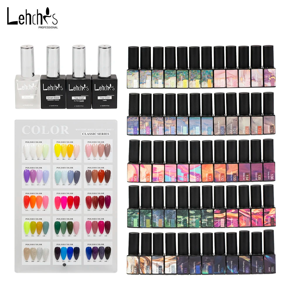 Lehchis 60-Colour Professional 15ml Soak off UV Gel Nail Polish Kit Long Lasting Liquid Nail Supplies for DIY Salon Designers