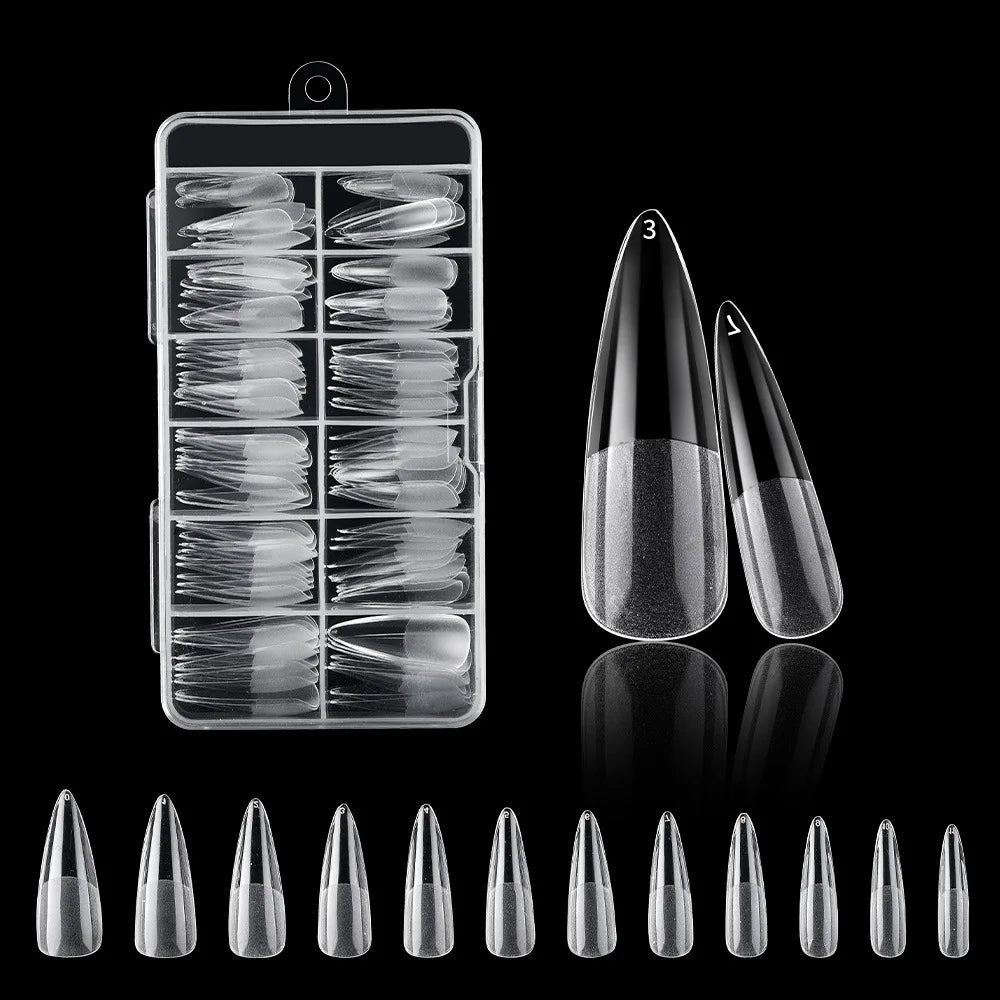 120PCS Acrylic Short False Tips Nail Transparent Frosted Square Oval Almond Ballet Wearable Matte High Toughness Manicure Tip