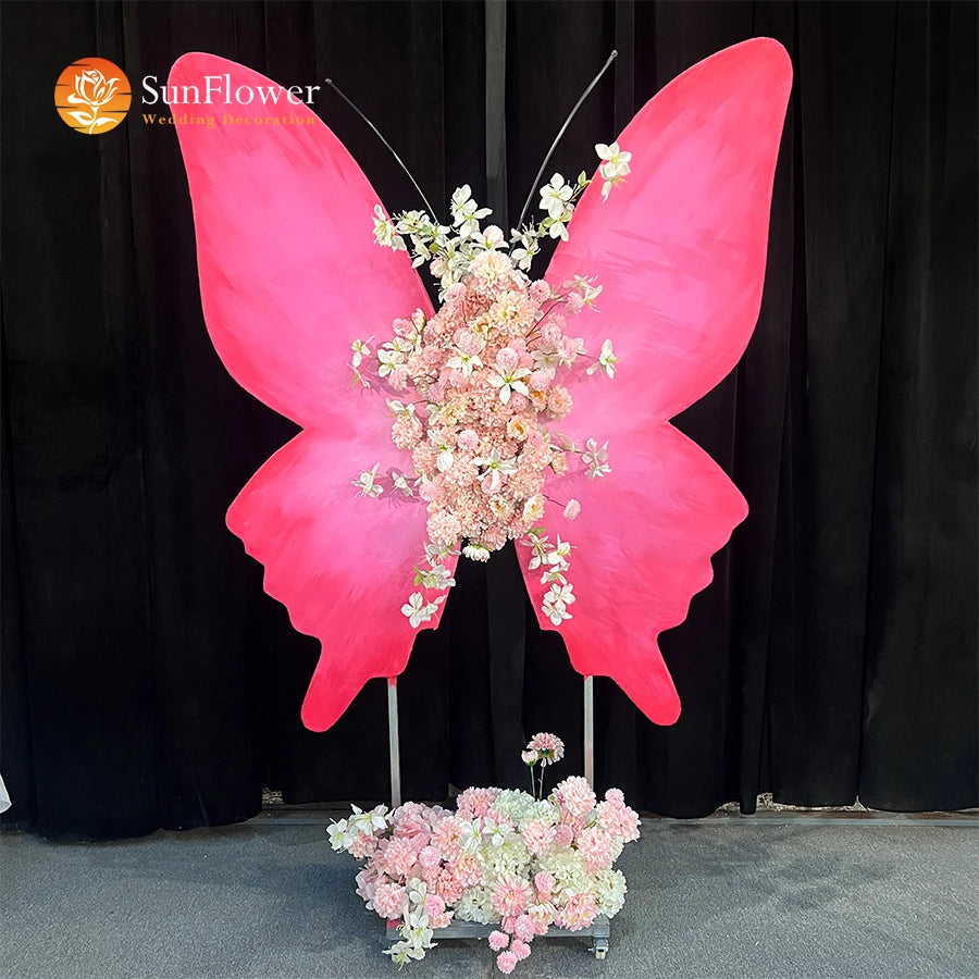 Realistic Artificial Silk Pink and White Butterfly-shaped Floral Decorations and Light Luxury Wedding Backdrop for Mother's Day
