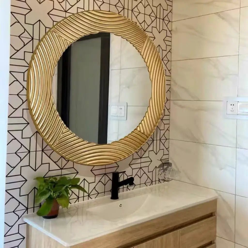 60X60cm Creative Circular Bathroom Bathroom Toilet Vanity Hanging Mirror Living Room Porch Decoration Mirror