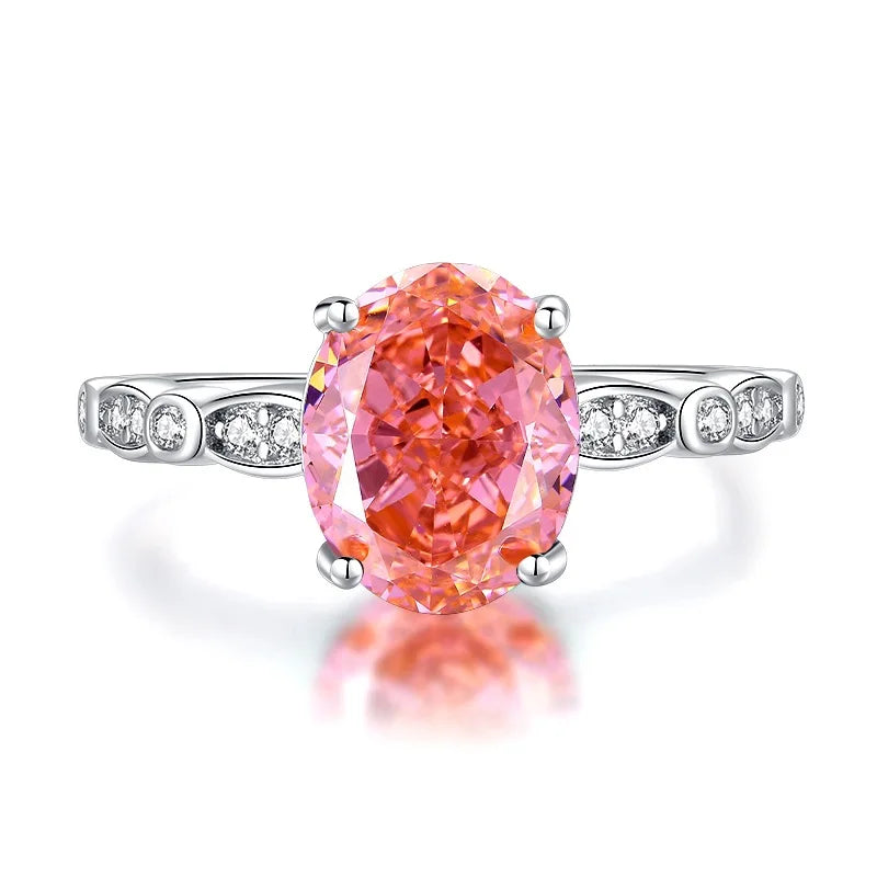 Factory Delivery Original Oval Shape 8a Zircon Rings 925 Sterling Silver Colorful Engagement Wedding Ring