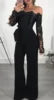 OEM ODM Women Clothing Elegant Overalls Off Shoulder Slash Neck Embroidery Lace Office Casual Jumpsuit