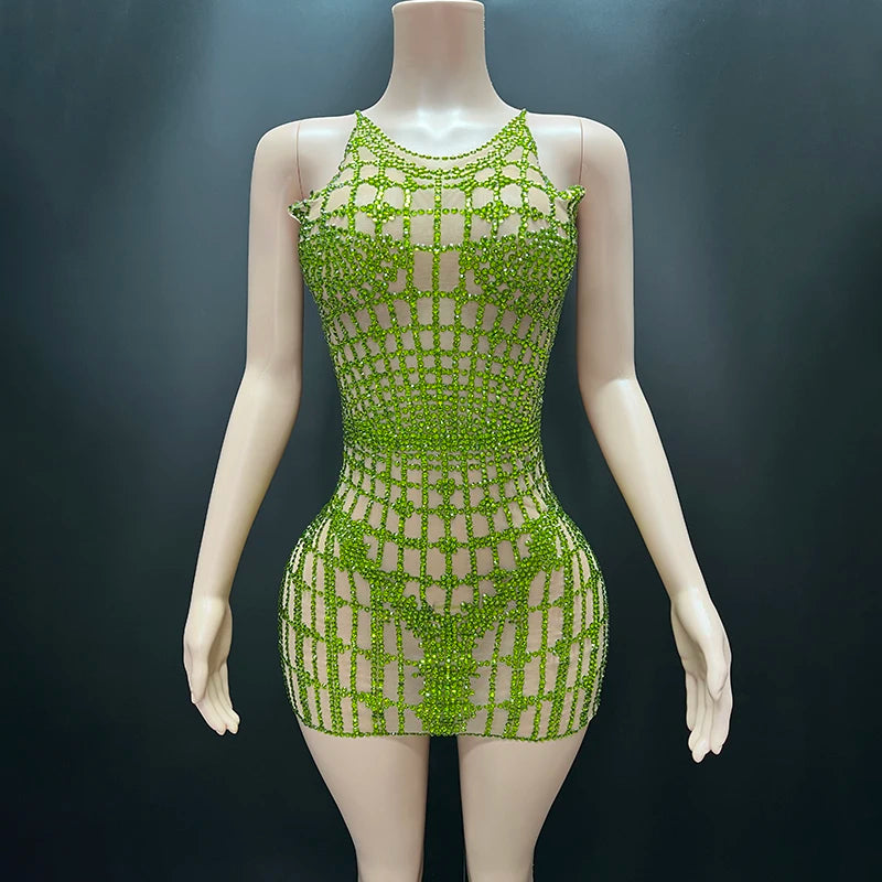 Novance Y4246 Clothing Vendors for Women Sleeveless Mesh Club Dress Sexy With Sequin Stunning Dress for Birthday Party