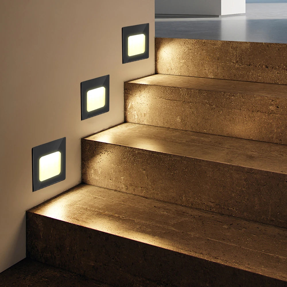 SANDIY Small Stair Light Recessed Step Lighting White Black Wall Lamps Mini 1W Aluminum Luminaire for Ladder Corridor Kids Room