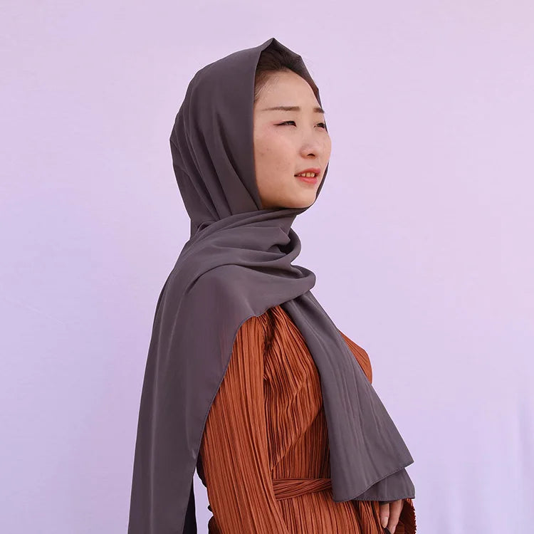2021 Monroe Chiffon Hijab Solid Color Silk Scarf Gift Set Summer Satin Edge Scarf White Chiffon Hijab
