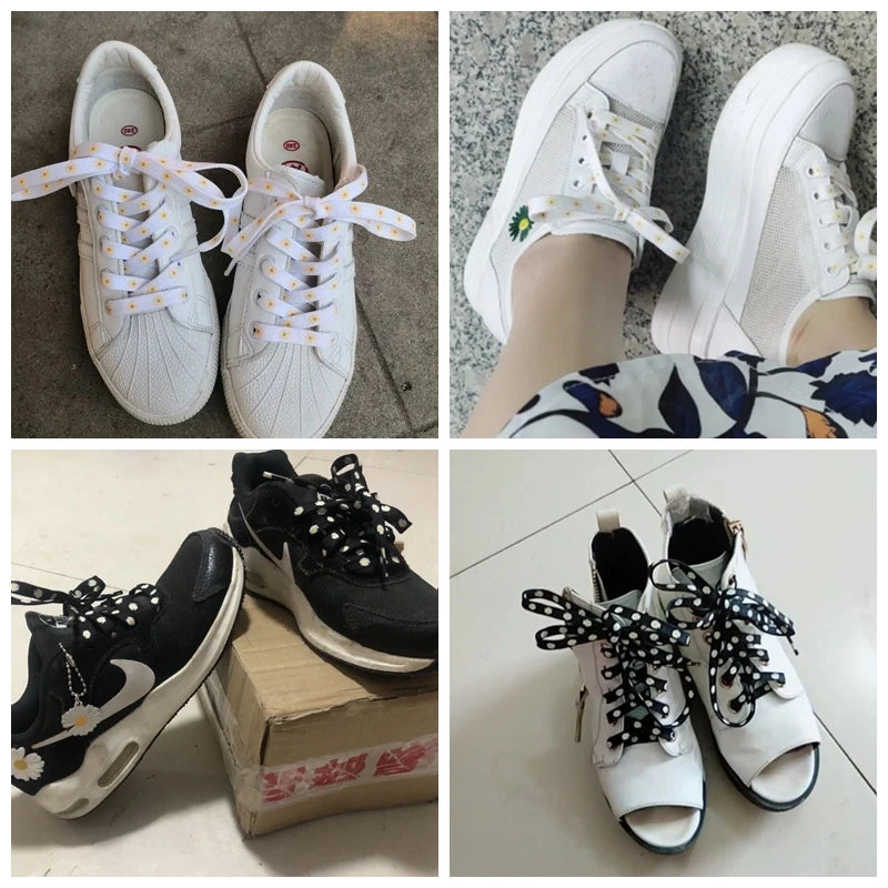 New Sakura Shoelaces Flat Little Daisies Shoe laces High-top Canvas Sneakers Shoelace AF1 Laces Shoe Strings 100/120/140/160CM
