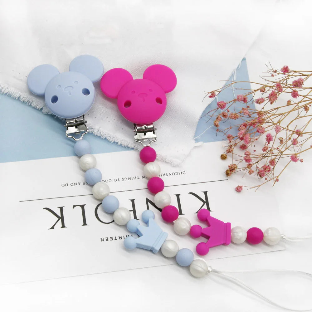 Cute-idea 10pc mini Crown BPA Free Silicone Beads Baby Teether Chew sensory Craft Chain For Pendant Food Grade Baby Teething Toy