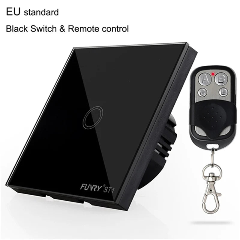 EU Standard 2Gang 170-240V 433MHz Wall Switch Touch Switch Smart Remote Control Luxury Crystal Glass Surface Waterproof 86*86mm
