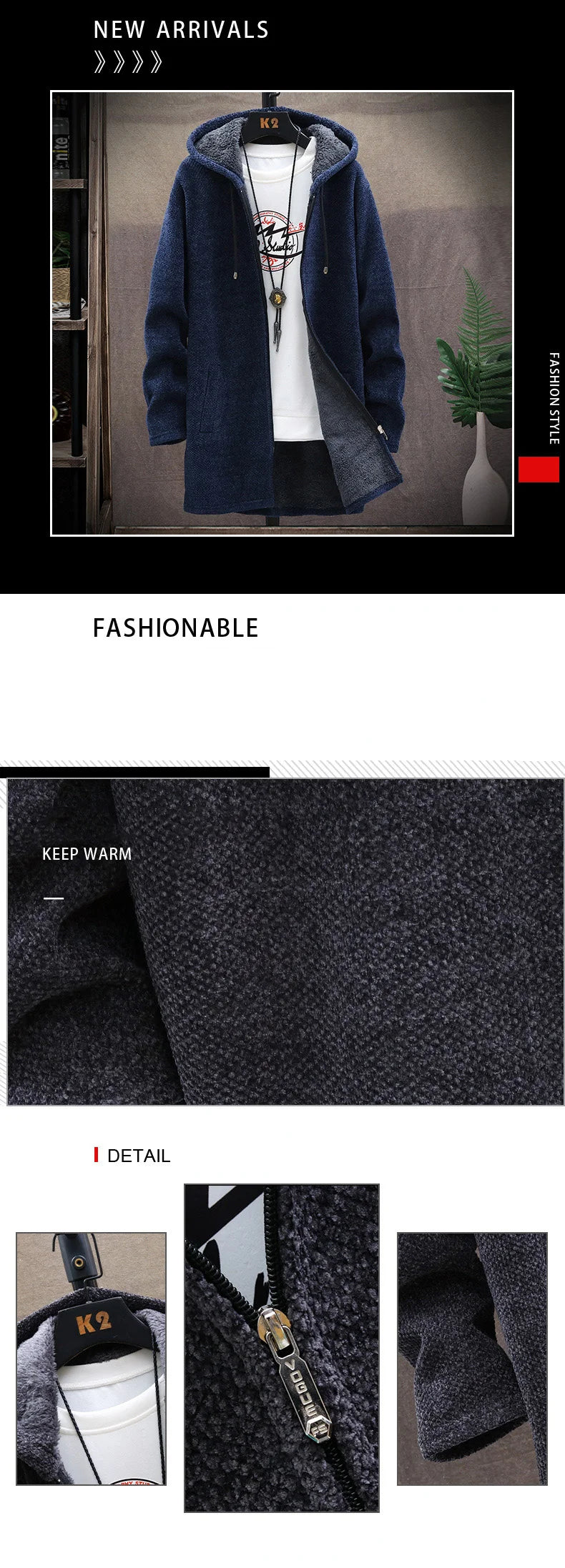 Winter Men Sweater Fleece Cardigan  Jacket Men\'s Slim Sweaters Winter Long Hooded Sweater Thick Warm Coat Mens Clothing 2026