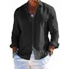 Summer Men's Solid Fashion Versatile Shirt Beach Shirts Men Long Sleeved Cardigan Tops Turn Down Collar Slim Fit