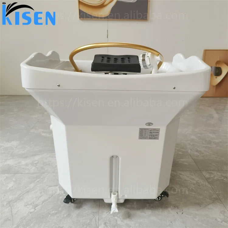 Kisen Salon Furniture Hair Washing Portable Shampoo Sink With Water Tanks SPA Head Water Therapy for Thai Massage Beauty Bed