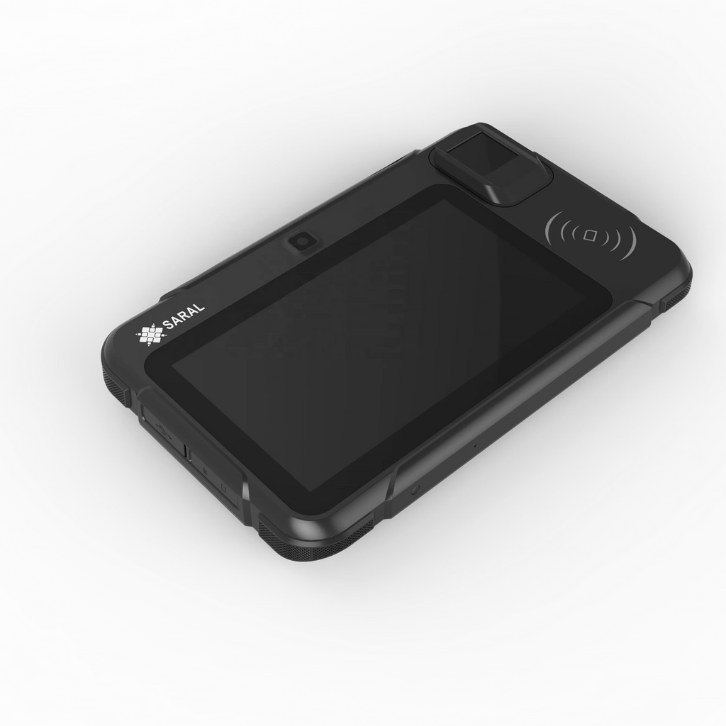 STQC Certified IP54 Grade 7" Android 8.1 Rugged Tablet PC MTK Quad Core 1.3GHz Processor NFC RFID Barcode Reader Fingerprint