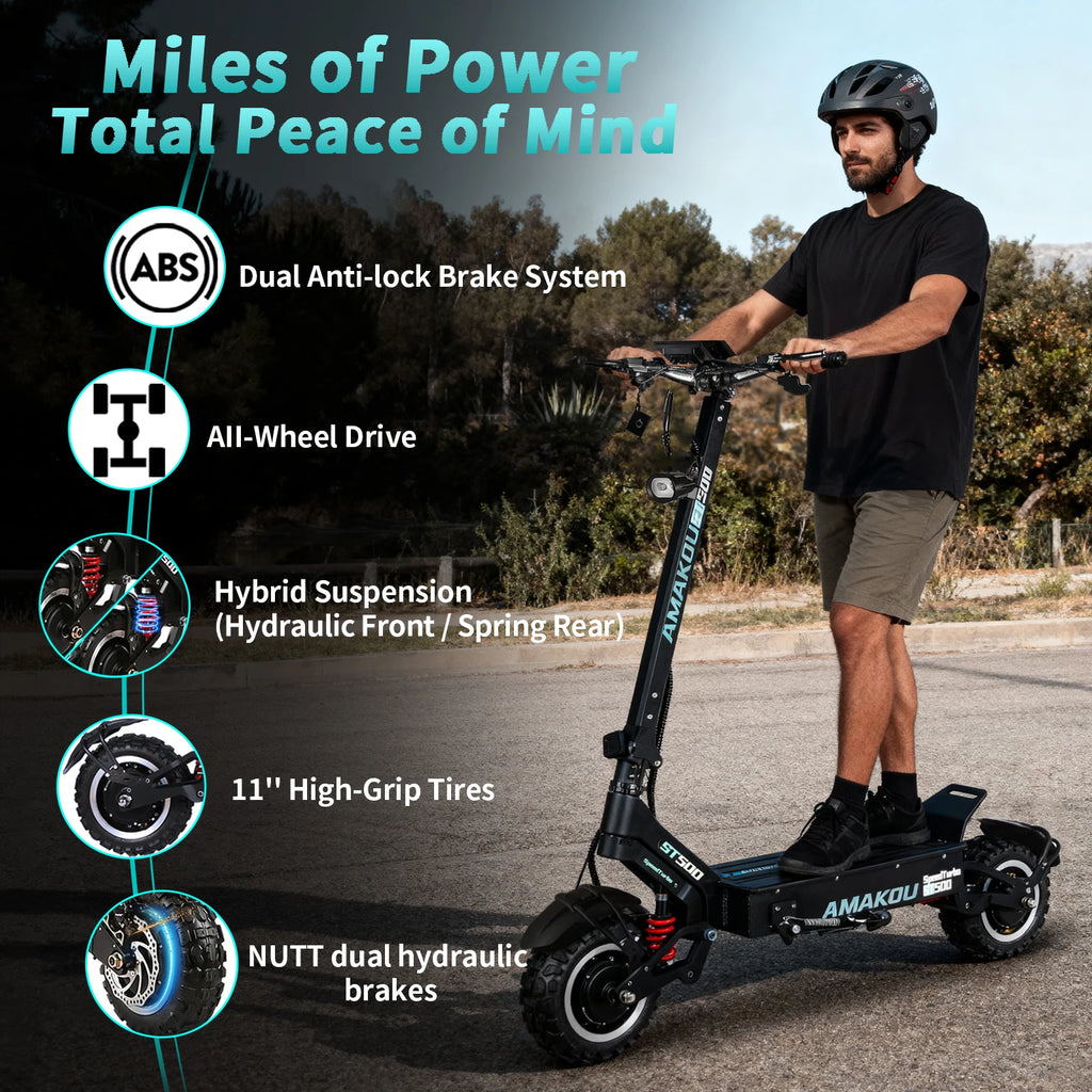 EU USA Stock High-Power 72V 9000W Brushless Lithium Battery 150kg Dual-Motor 80 km/h 100 Range 11-Inch Foldable Scooter AMAKOU