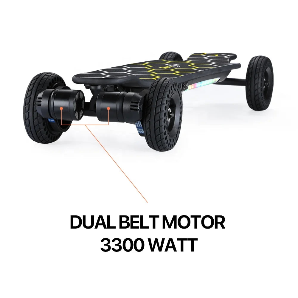 H2X Cheapest Electric Skateboard Dual Belt Motor 3300w Max Speed 35km/h E Skateboard off Road Drop Shipping
