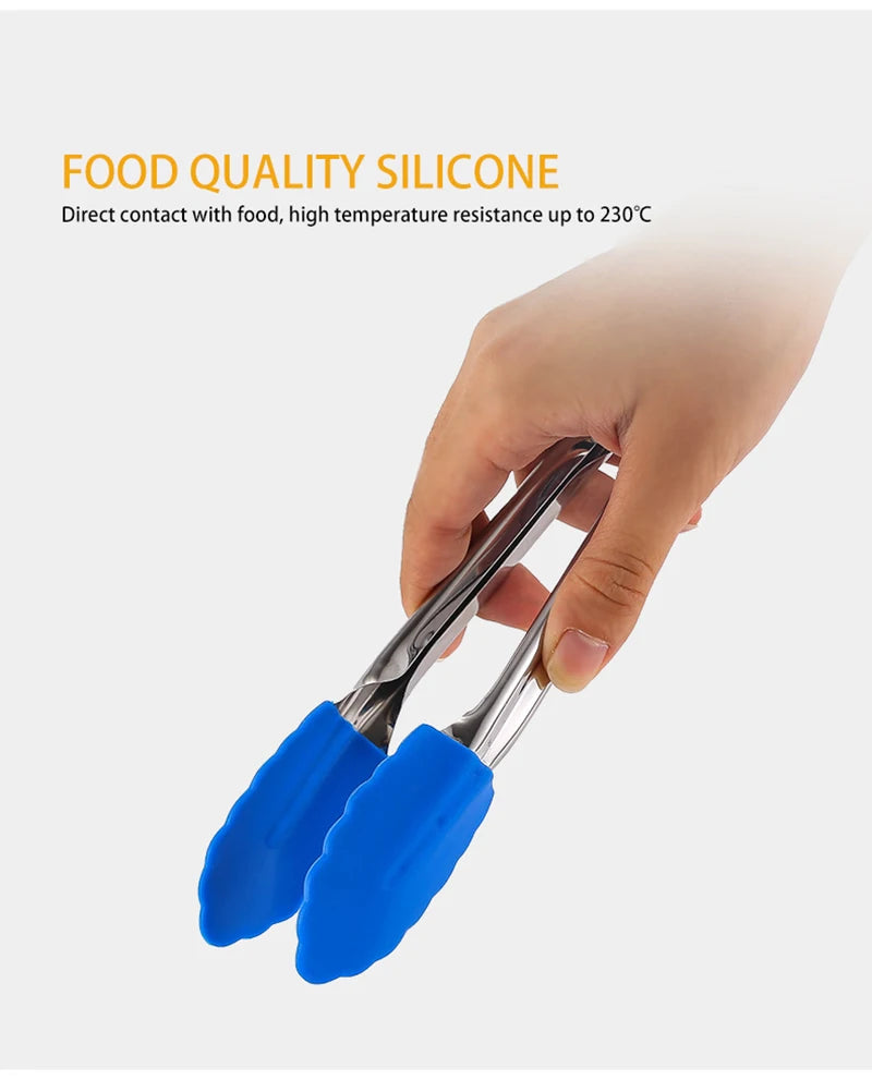 Stainless Steel Silicone Food Tong  Kitchen Tongs Silicone Non-slip Cooking Clip Clamp BBQ Salad Tools Grill Kitchen Accessories