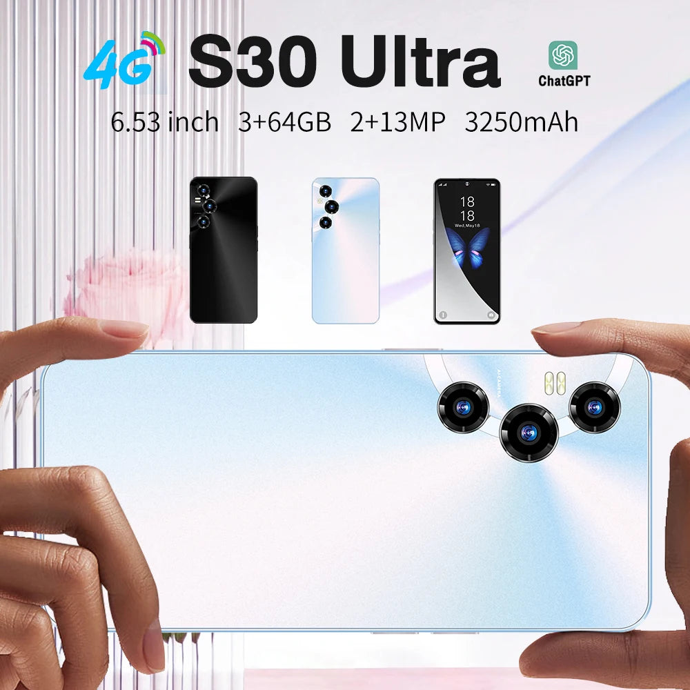 Original 6.53 Inch Mobile Phones S30 ultra Smartphone 3g+64GB Android8.1 Quick Charge Celular Telephone