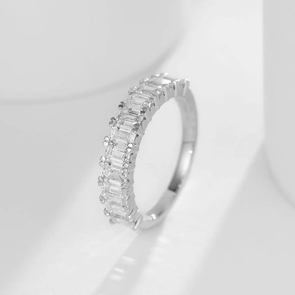 ZHUANGYEE Synthetic Lab Grown Diamonds Emerald Color DEF Wedding Bands Iced Out Engagement Rings Pure 14K White Gold Rings