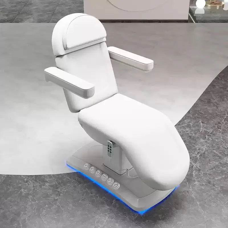 Luxury White 3 Motors Adjustable Electric Beauty Bed Lash Facial Bed Table for Spa Salon Parlor with Ambient Light