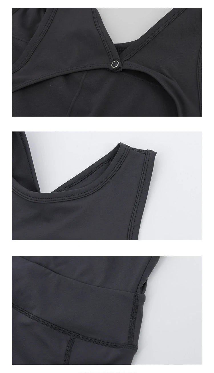 Sexy Back Hollow Women Aerial Yoga Sport Suit Fitness Jumpsuit With Pad Women High Elasticity Gym Dance Training Athletic Suit