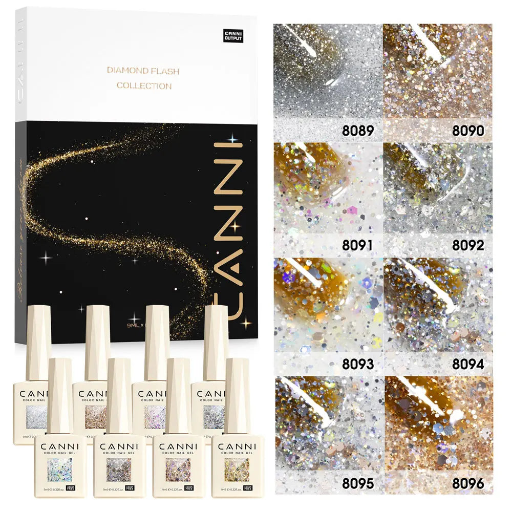 CANNI 9ml Glitter Series Hema Free Uv Gel Nail Polish Enamel Gel Set 8pcs/lot Uv Gel Kit with Glitz Flash Series Set