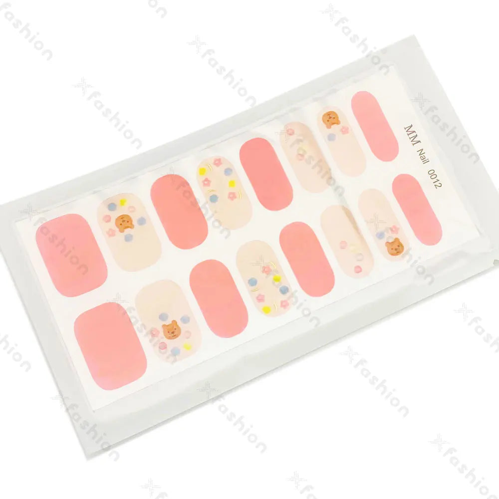 Hot Sale 16 Tips Solid Color Semi-Cured Gel Nail Stickers UV Light Durable Waterproof Long-Lasting Gel Nail Stickers Wholesale