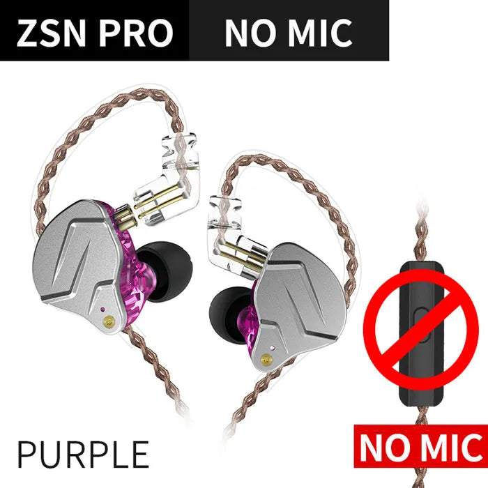 KZ ZSN Pro In Ear Earphones 1BA+1DD Hybrid technology HIFI Bass Metal Earbuds Headphones Sport Noise Cancelling Headset Monitor