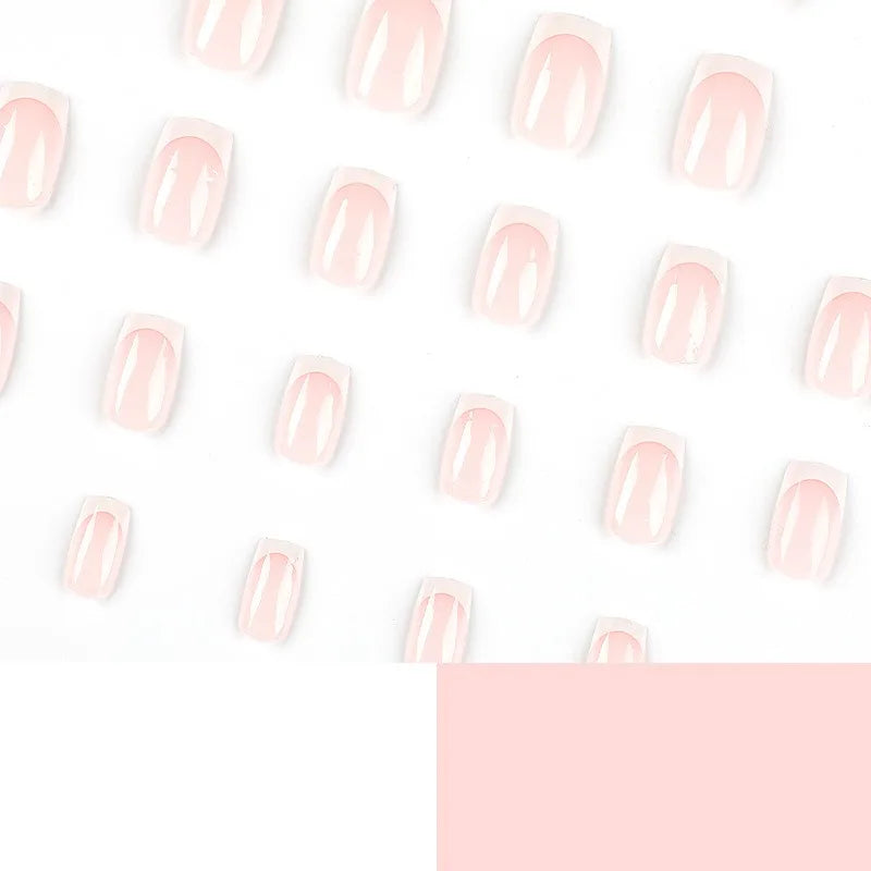 24 Pcs French Style Romantic Art Acrylic Press on Nails Artificial Fingernails Candy False Nails Dating  Party 2422