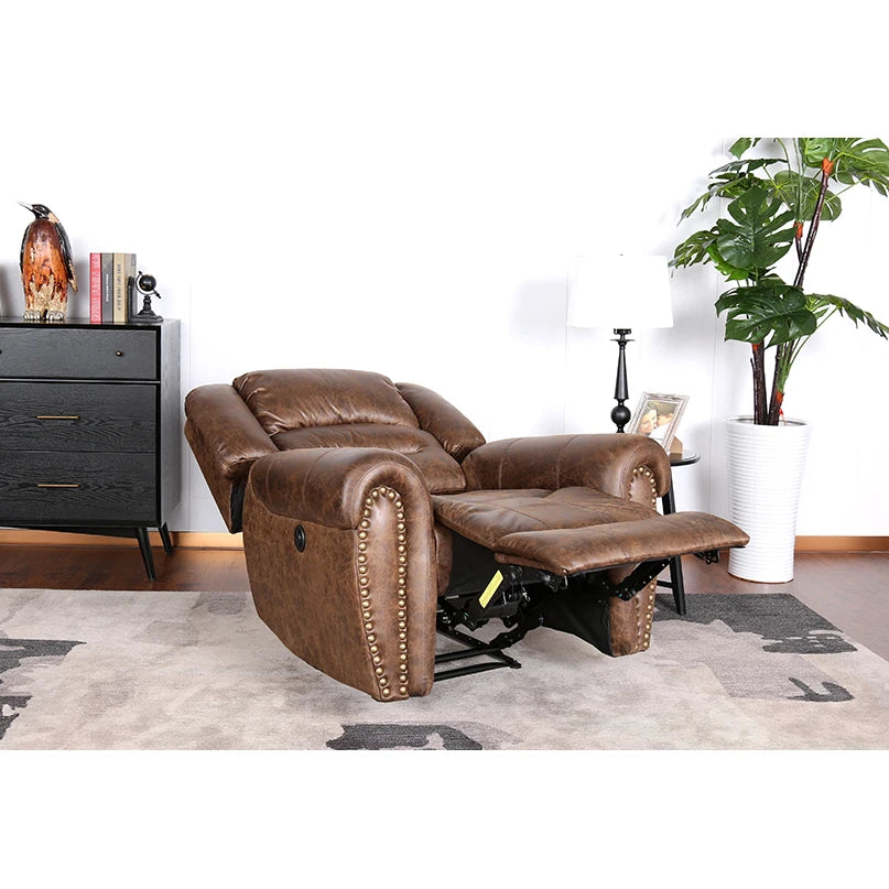 Winforce Classic Single Living Room Sofa Home Theater Recliner With USB Port Leather Electric Recliner Sofa