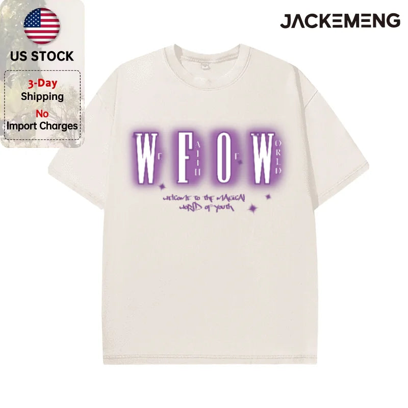 Oversized Vintage Retro Neon Letter Streetwear Print Tshirt USA Stock Wholesale Y2K Casual Tee