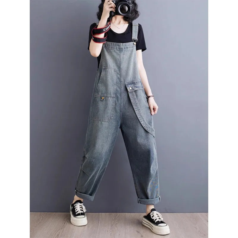 Boutique Wholesale 2026 Summer New Fashionable and Versatile Loose Casual Denim Women's Jumpsuit