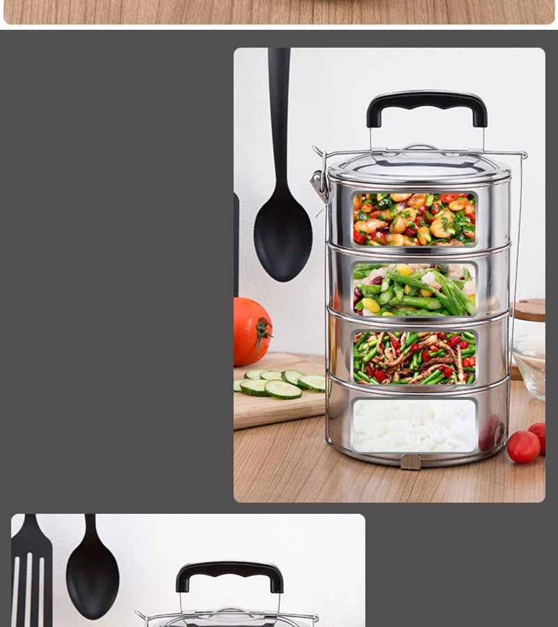 Multi-layer Stainless Steel Lunch Box Large Capacity Adult Camping Bento Box Kids Worker Portable Meal Food Containers BPA free
