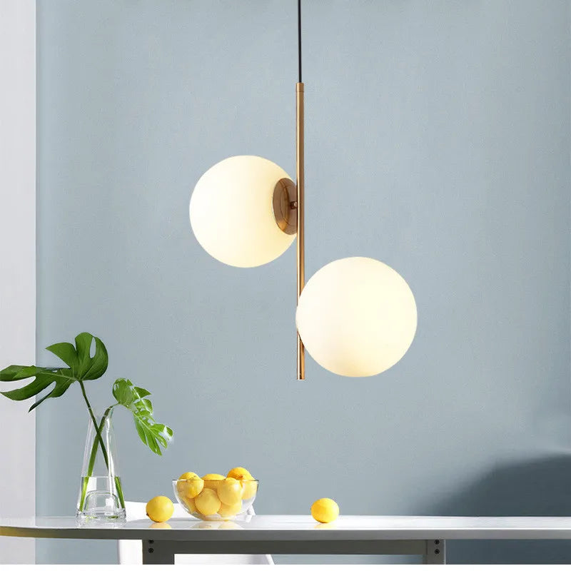 Art Deco Milk White Glass Ball Led European Restaurant Bedroom Chandelier