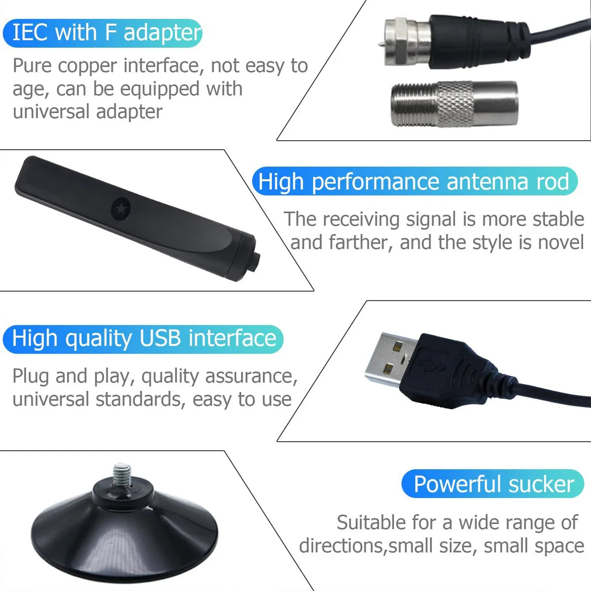 New 4K DTMB Digital TV Antenna Receiver Indoor and Outdoor HD Terrestrial Wave HDTV Antenna with Vertical Polarization