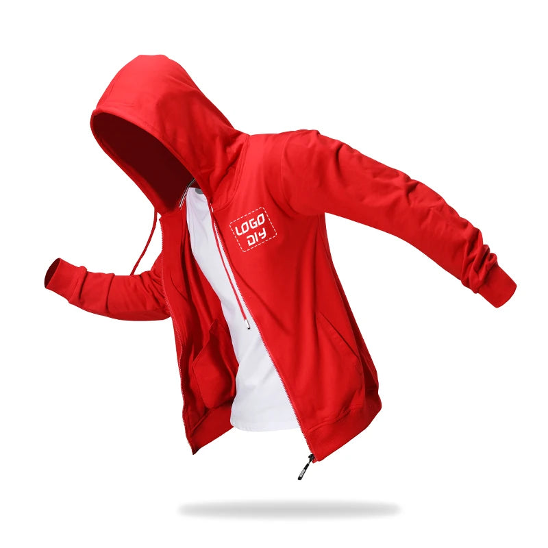 Comfortable Fabric Cotton Men's Hoodies Zipper up Hooded Sweatshirts Support Custom Printed logo Sweater