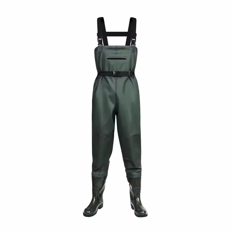 Extra Thick Durable Rain Pants with Rain Shoes Waterproof Unisex Fishing Waders for Four Seasons Outdoor Use