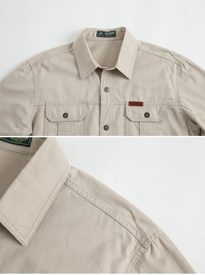 Pure Cotton Men's Shirt Men Oversized Loose Long Sleeve Cargo Shirts Men Clothing High Quality Solid Plus Size Casual Shirt 6XL