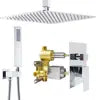 16inch Oil Rubbed Bronze Ceiling Mount Concealed Bathroom Rain Shower System Mixer Set with Overhead Rain Shower