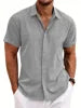 2026 Summer European and American Tie-Dyed Young Casual Linen Short-Sleeved Shirt